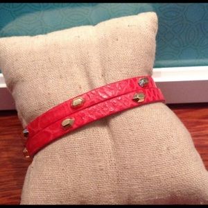 Stella and Dot Red Hudson leather bracelet